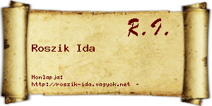 Roszik Ida névjegykártya